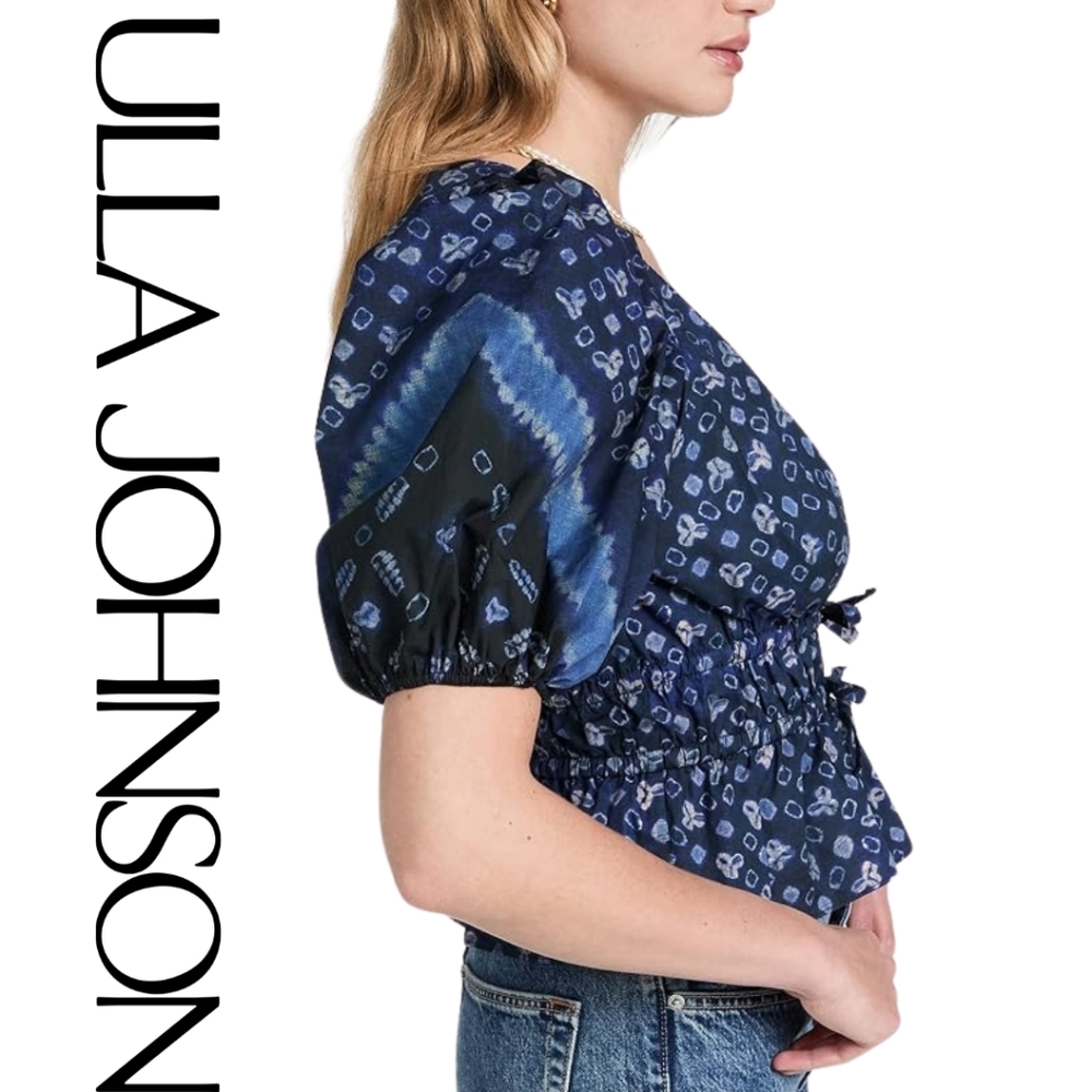 ULLA JOHNSON- Women's INES Ruched Top - Ultramarine Blue - Size 2 - Picture 7 of 7